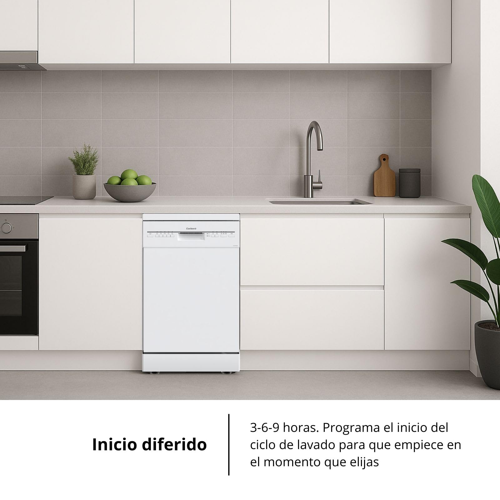 Corberó - Lavavajillas Plus 45cm | CLVM403W | 10 Cubiertos 5 Programas con 4 Temperaturas, Indicadores LED, Color Blanco, Inicio Diferido, Función Inicio-Pausa, 49 Db, Eficiencia Energética E — view 10