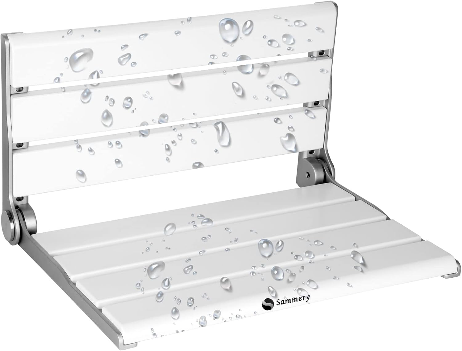 18" Teak Folding Shower Seat Wall Mounted,Fold Down Shower