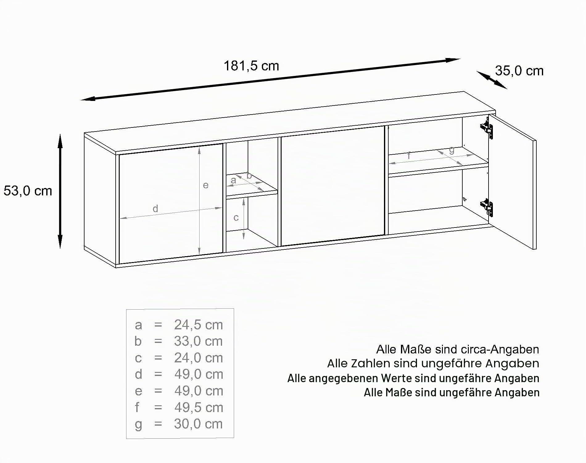 Vladon Kommode Cuba, Made in Germany, Schwarz matt/Eiche Natur - Modernes Sideboard für Ihr Wohnbereich - (BxHxT) 182x53x35 cm