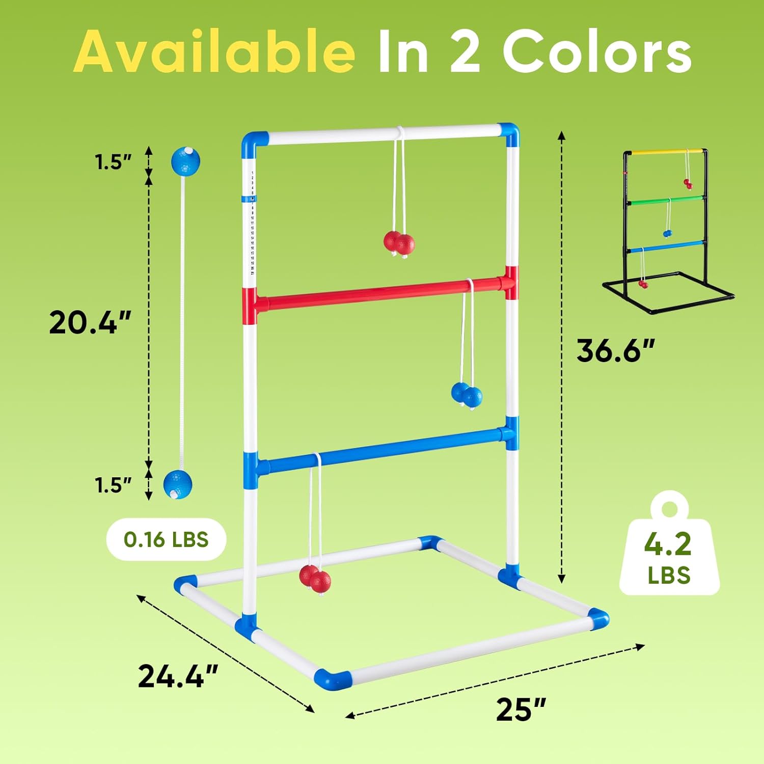 OLIXIS Ladder Ball, Golf Tossing Ball Set for Ladder Toss Game, Ladderball Outdoor Games for Lawn & Backyard for Adults & Kids, Complete with 6 Bolas, Scoreboards & Carry Bag