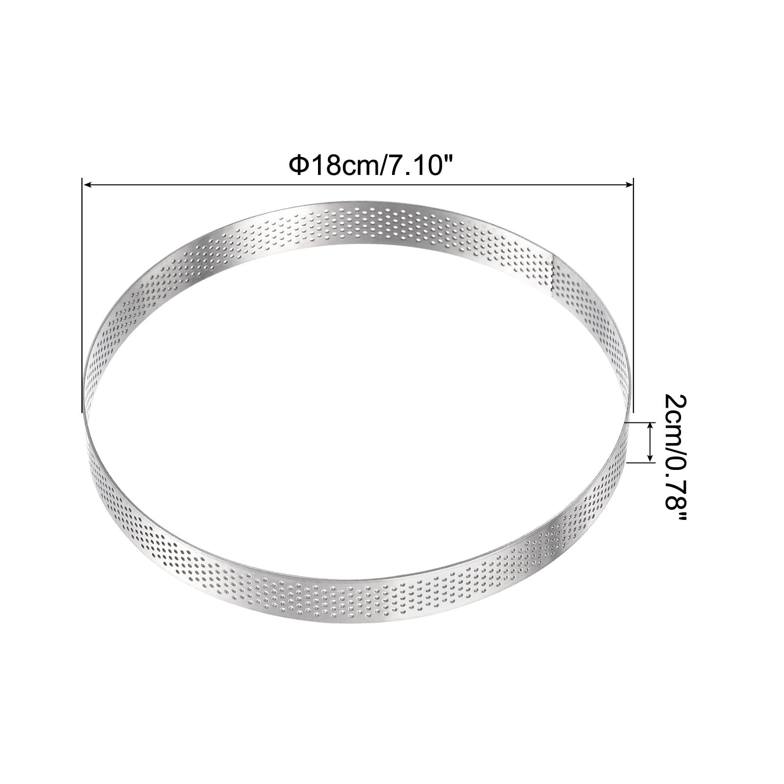 uxcell 2pcs Stainless Steel Cake Rings for Baking, Perforated Cake Mousse Ring Kitchen Baking Heat-Resistant 7.1