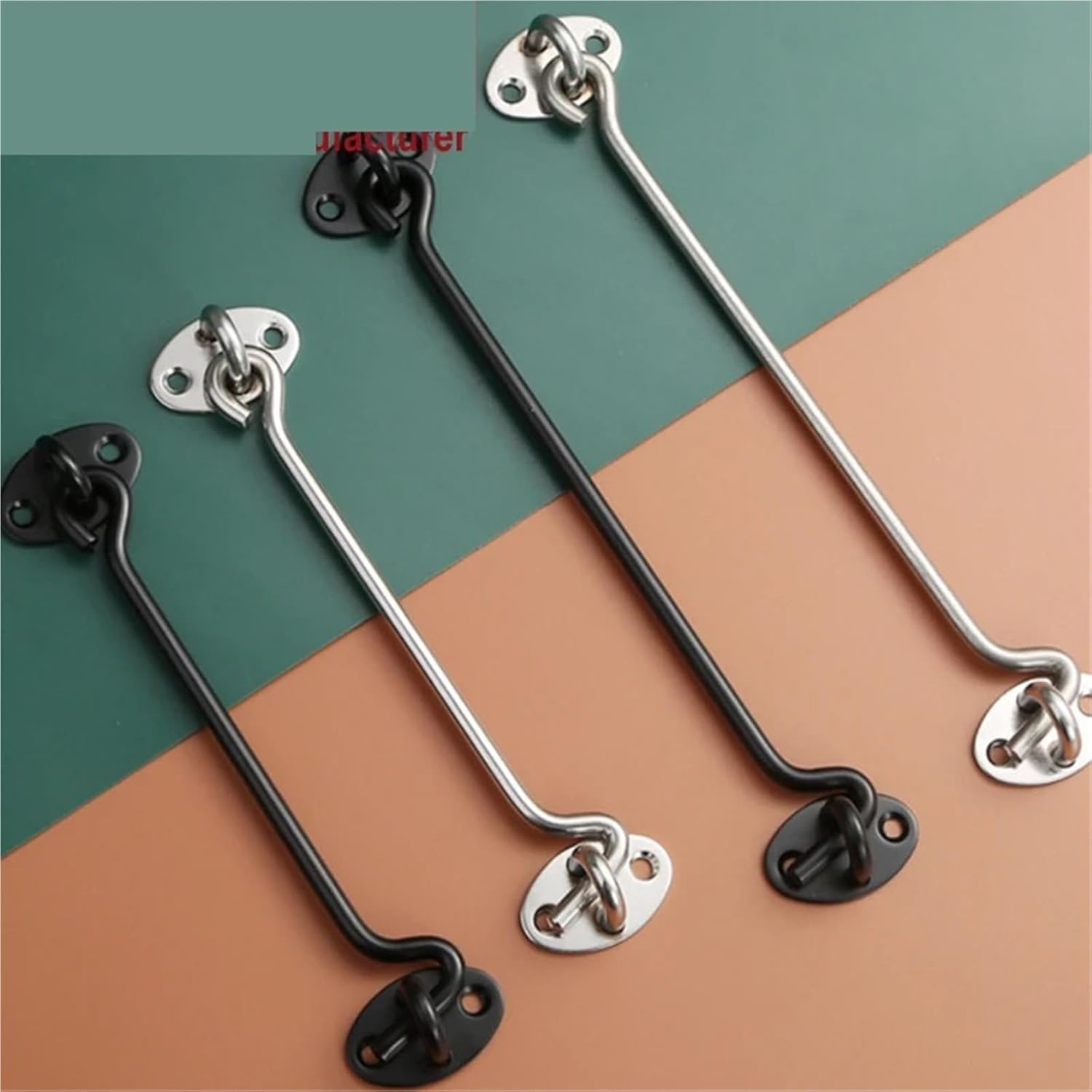 Stainless Door Hasp Window Hook Door Limit Fixing Windproof Brace Hook Lock Sliding Door Lock MA126 H 1pcs(Black)