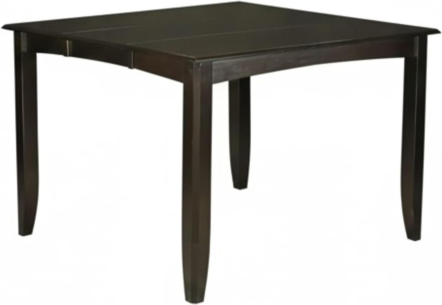 Pemberly Row Modern 54" Square Wood Dining Table, Cappuccino Finish, Built-in Butterfly Leaf, Beveled Edge, Counter Height, Solid Asian Wood, Durable Kitchen or Dining Room Table