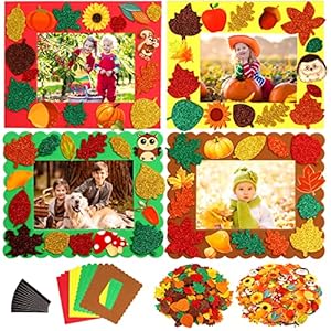 Thanksgiving Photo Frame Craft Kit Fall Foam Crafts for Kids for Autumn Seasonal Decorations 12 Sets