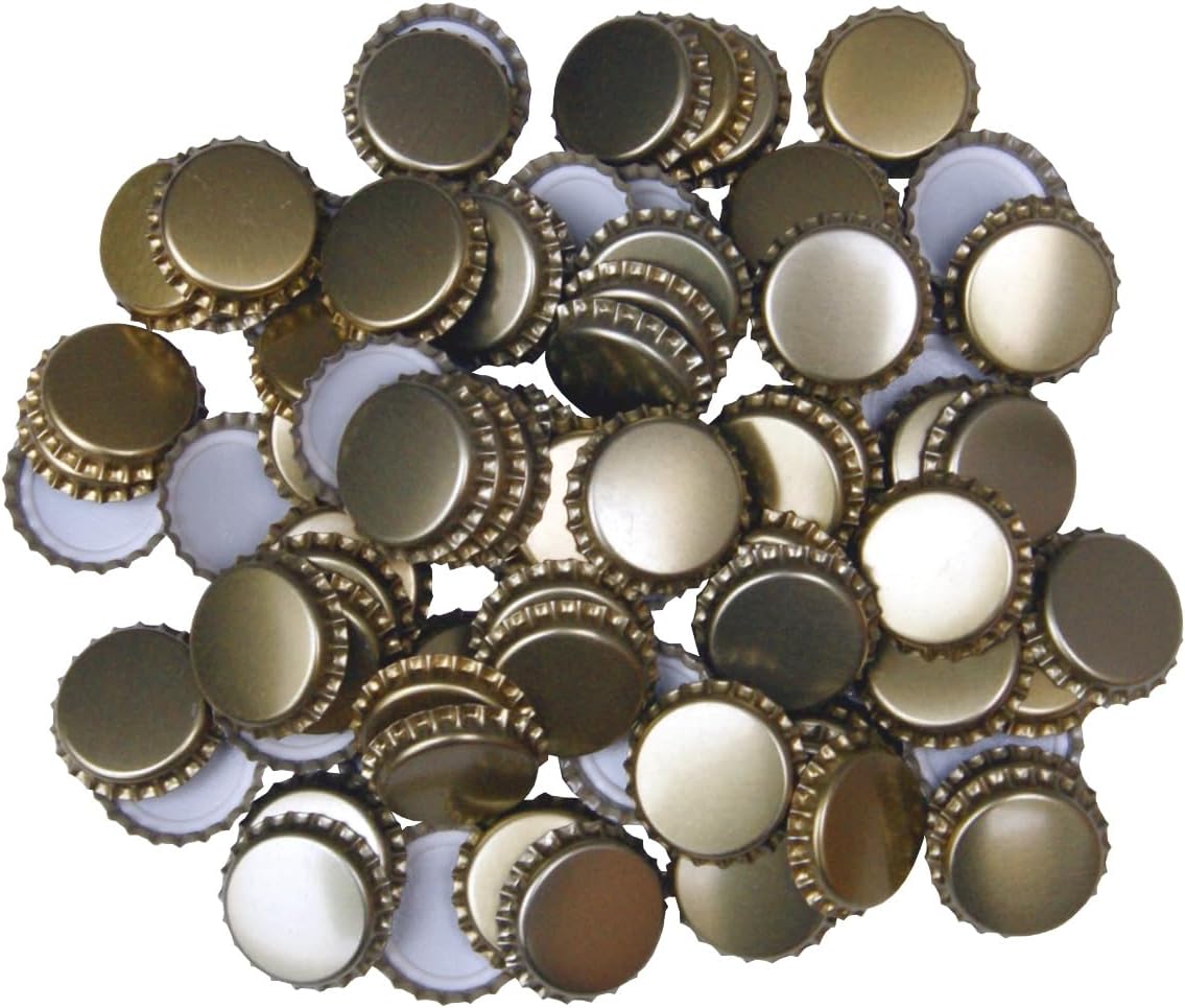 BALLIIHOO 29mm Large Crown Caps - Pack of 100 x Gold - for Champagne and Oversize Bottles