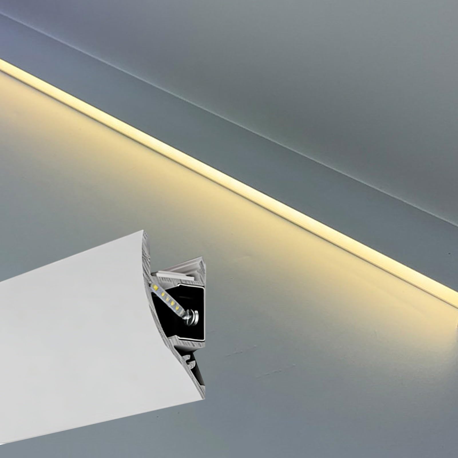 Canali in alluminio per modanatura a corona, per illuminazione a parete/soffitto, per Home Theater, design bianco moderno, perfetti per l'illuminazione ambientale, 20 pezzi