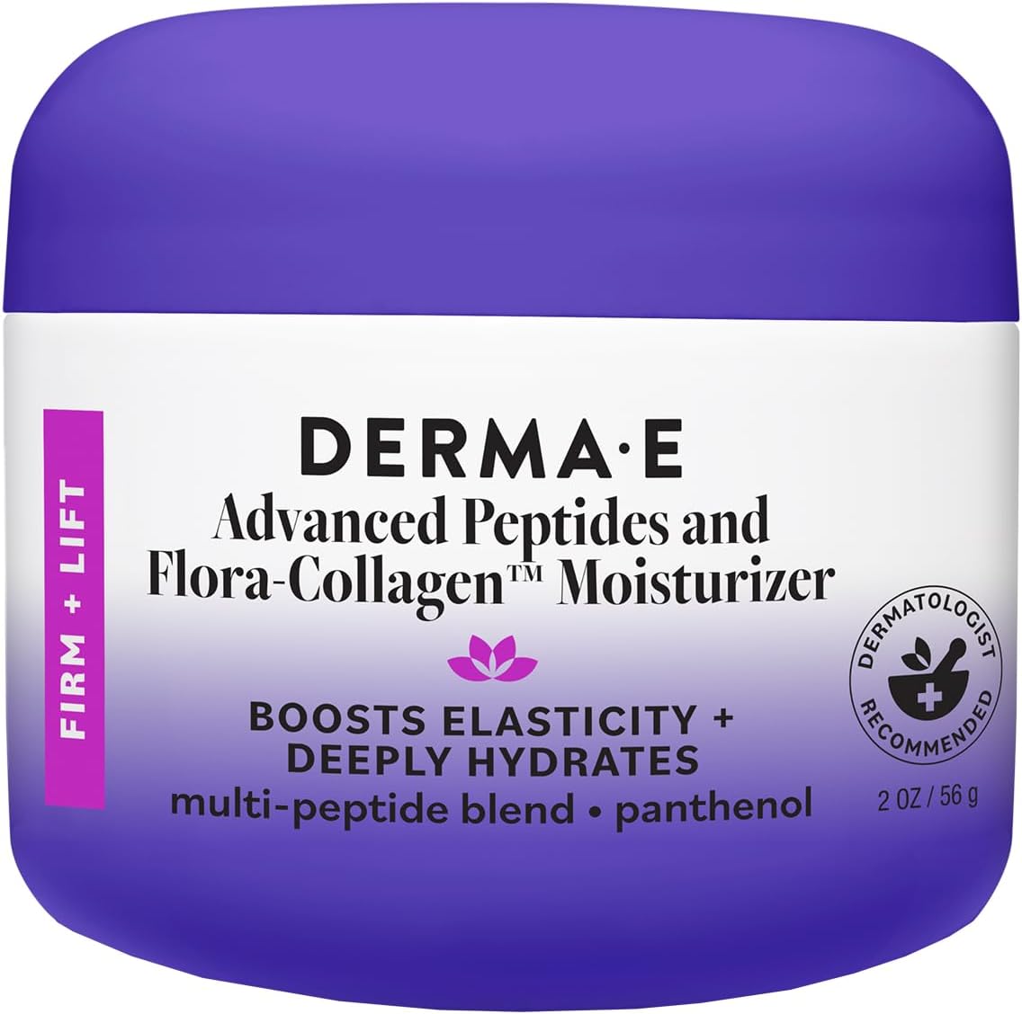 Derma E Advanced Peptides and Vegan Flora-Collagen Night Moisturizer – Hydrating Topical Facial Cream Improves Elasticity and Reduces Appearance of Lines and Wrinkles, 2 Oz