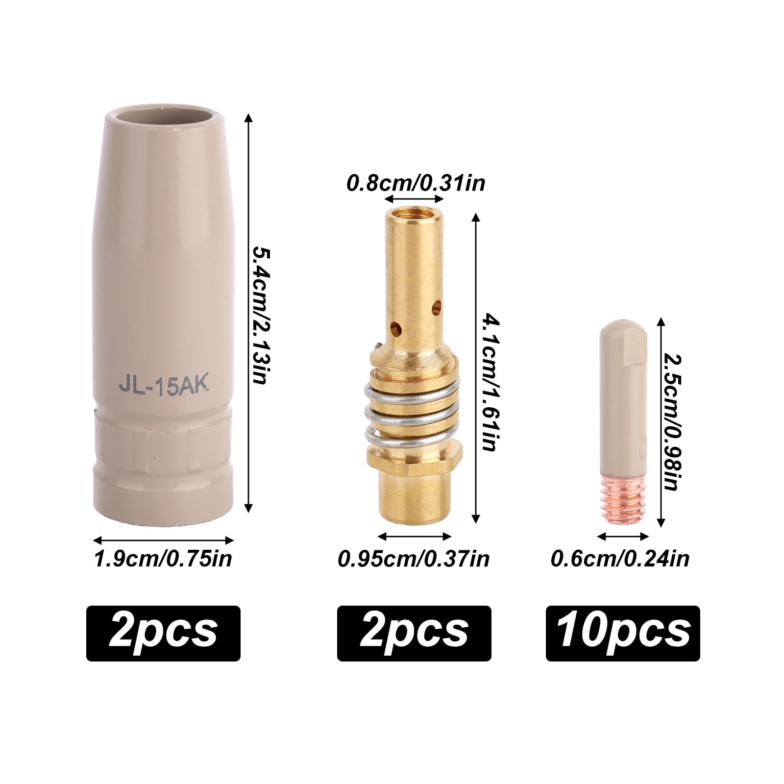 14pz Ugello per Saldatura MIG con Rivestimento Antiaderente, 10 Punte di Contatto da 0,9mm 2 Diffusori 2 Ugelli Compatibile Torce di Saldatura con MB15 e 15AK