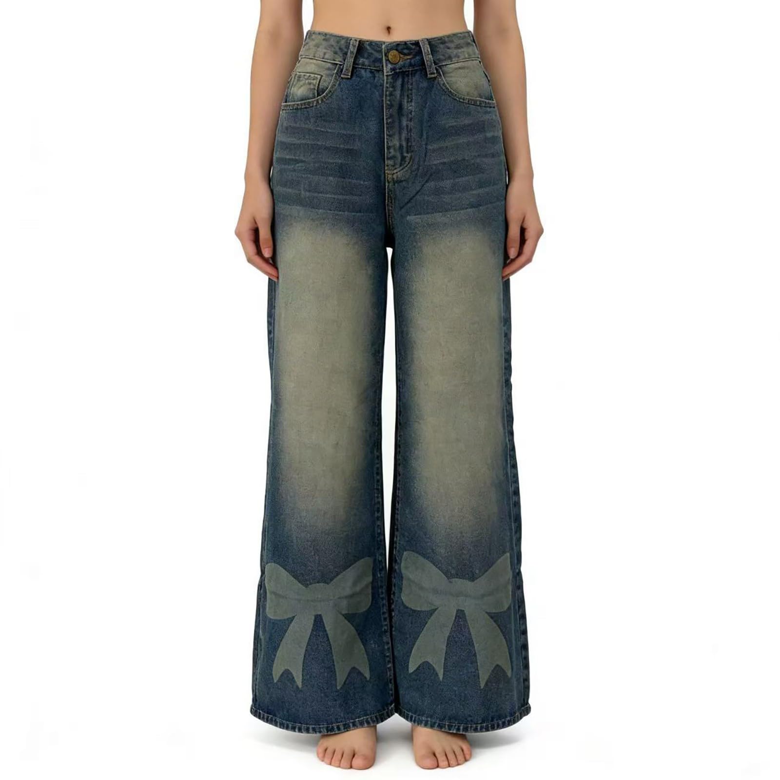 Jeans Donna Leggeri Elasticizzati Jeans Vita Alta Gamba Larga Larghi Pantaloni Denim Baggy Casual Leggeri Moda Pantaloni Elasticizzati Curvy con Tasche Palazzo Streetwear Eleganti Comodi Hiphop