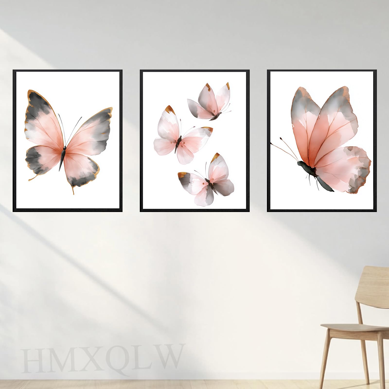 Tableau decoration murale sans cadre rose triptyque grand format 60x90 - 8