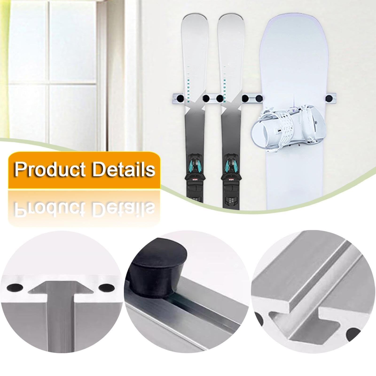 Support Mural pour Skis, Support pour Planches de Surf et Skateboards, Rangement pour Garage, Organisateur pour Matériel de Ski, Support de Rangement
