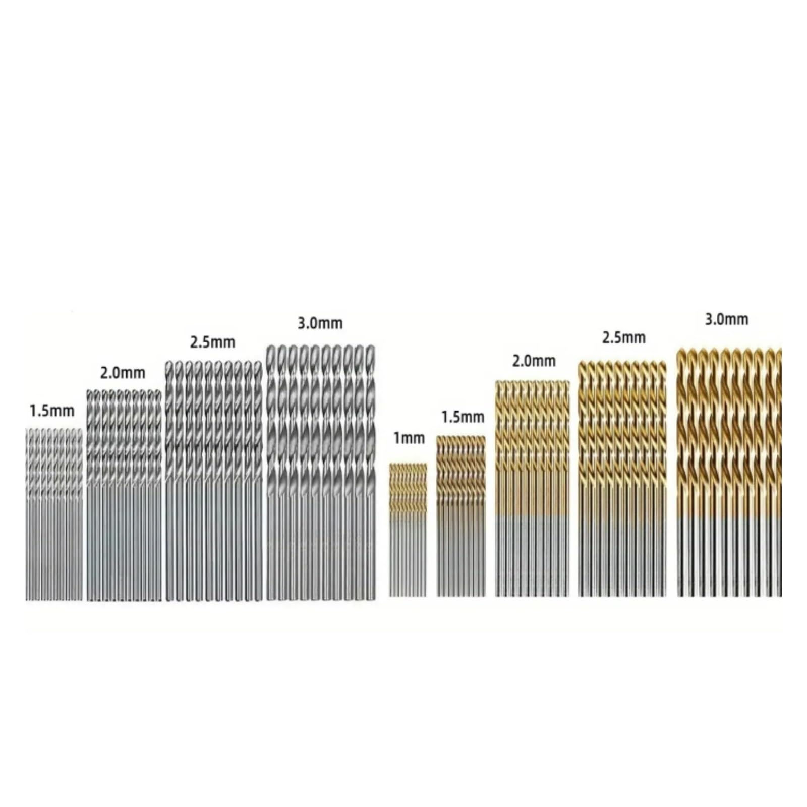 Juego de 100 brocas HSS con revestimiento de titanio (1-3 mm) - Ideal para bricolaje, carpintería, mejoras del hogar