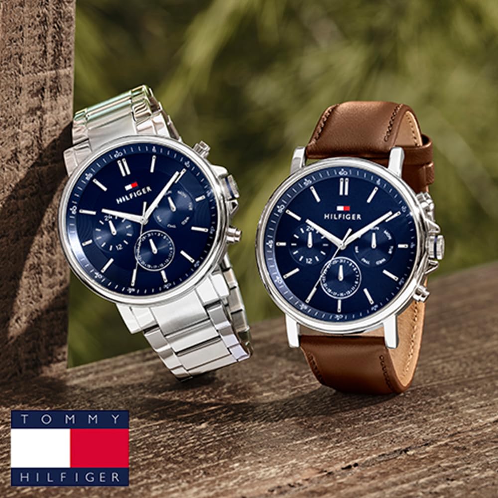 Tommy Hilfiger Multifunktion Analog Quarzuhr für Herren mit Edelstahl- oder Lederarmband