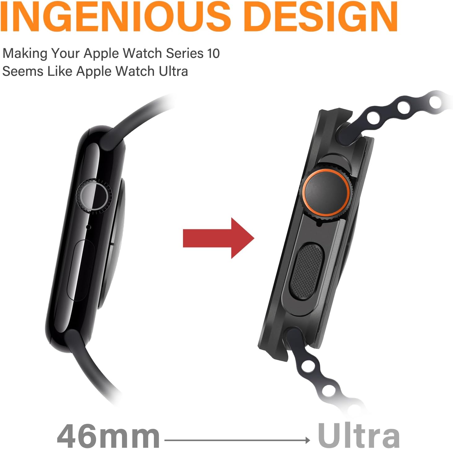 2 in 1 Metal Case Compatible with Apple Watch Series 11/10 46mm Case, Rugged Protective Metal Bumper with Back Cover for iWatch 46mm, Black - Image 3