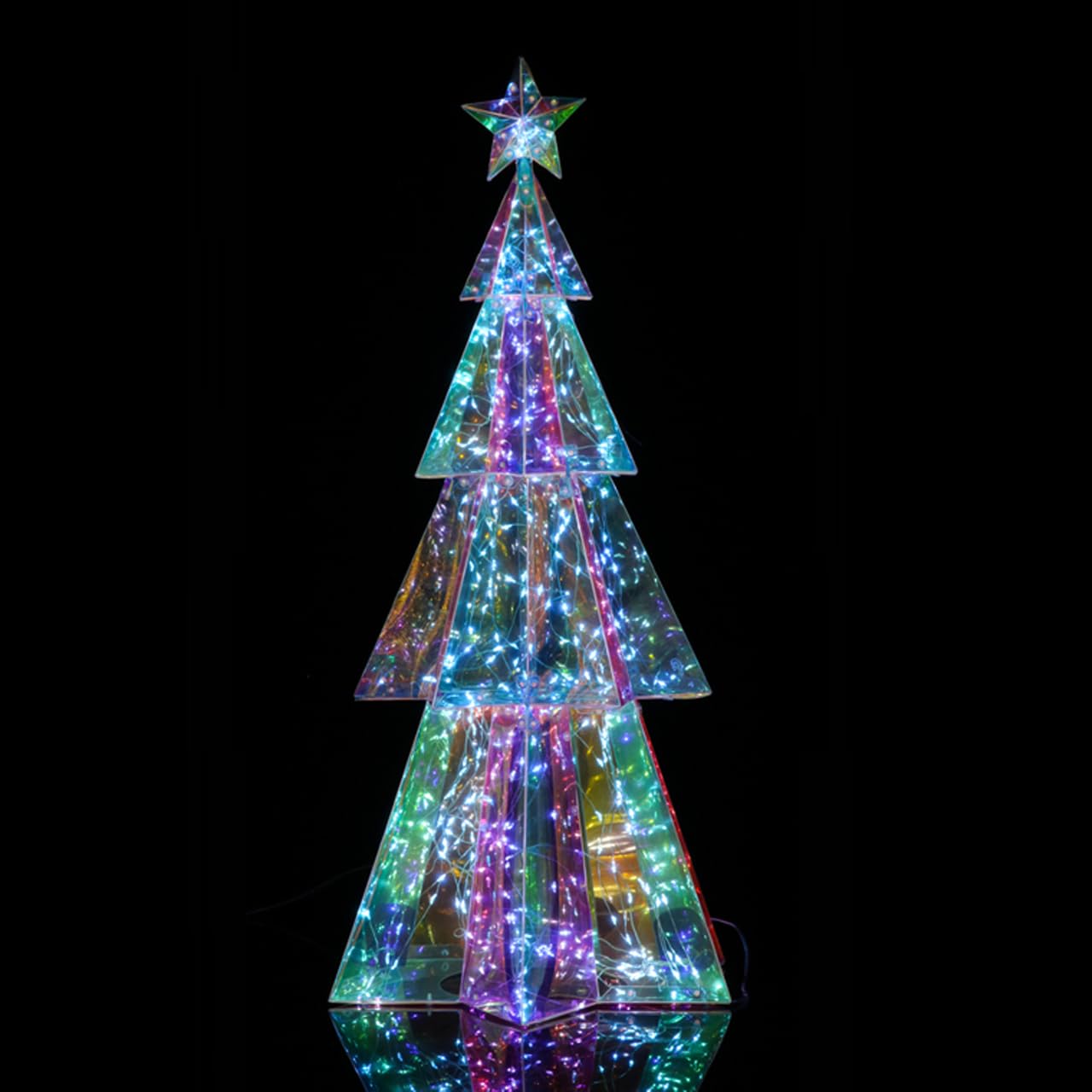 Sapin de Noël Lumineux LED Hologram Hexagonal 60 cm - Arbre Éclairé Moderne pour Décoration Intérieure et Ext - BSDC150-60CM