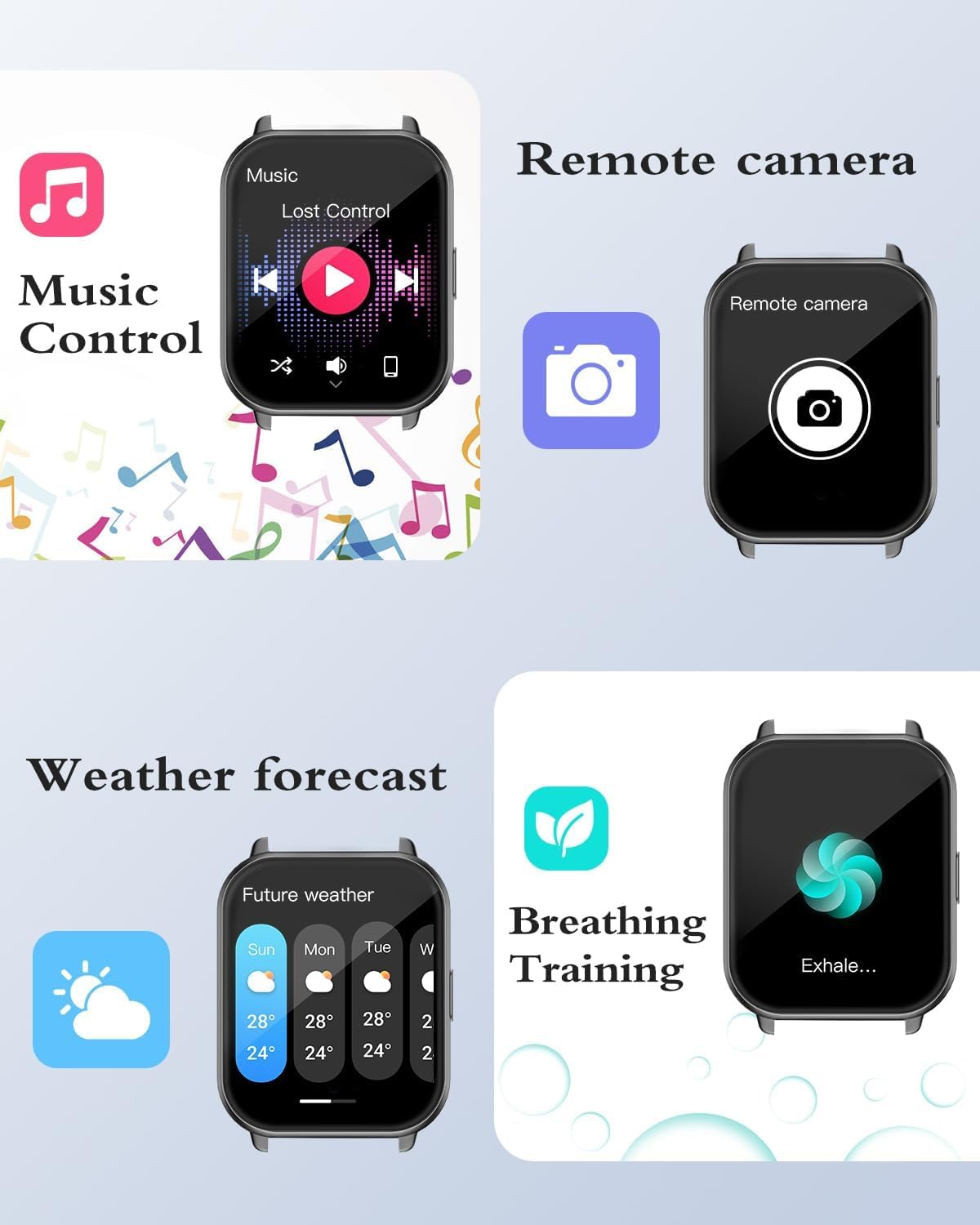 RUIMEN Montre Connectée Homme Femme avec Appel Bluetooth Smartwatch avec Podometre Cardiofrequencemetre Oxymetre Montre Sport pour iPhone Android Etanche IP68 Notification Chronometre Meteo Noir