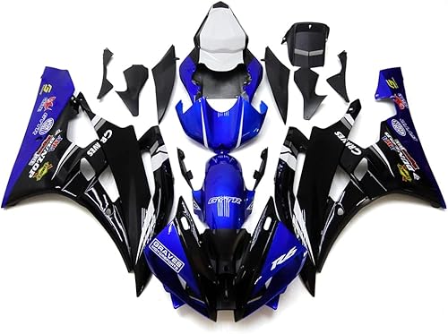 STLPRO - Kit completo de carenado de plástico ABS blanco brillante y azul compatible con Yamaha 2006 2007 YZF600-R6 06 07 YZF-R6 Molde de inyección