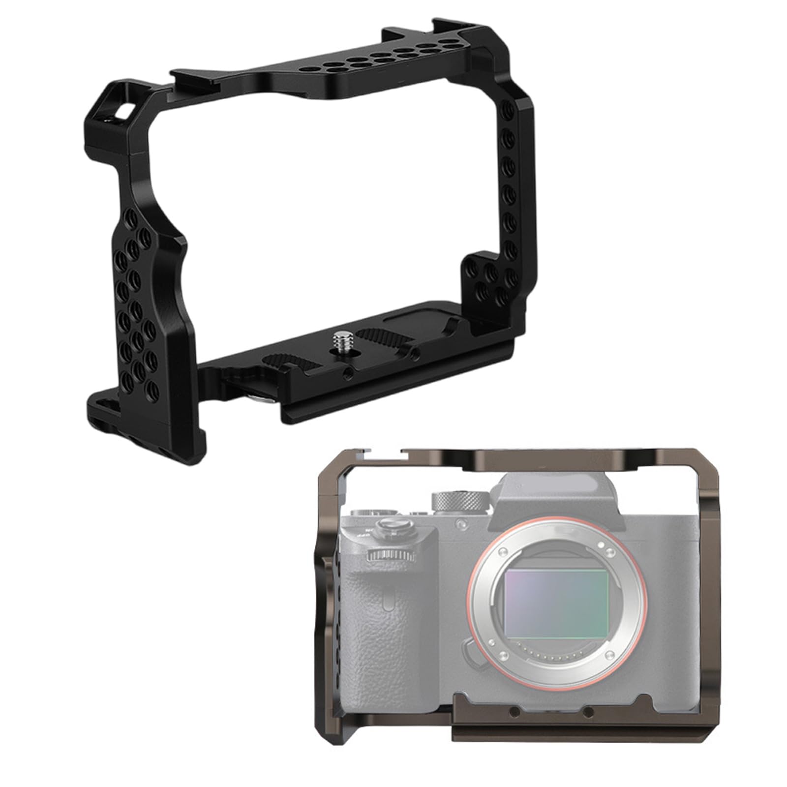 Impugnatura per gabbia per fotocamera, con fori di espansione da 1/4", stabilizzatore di espansione a sgancio rapido, per supporto fotocamera A7M3, A73, A7R3, A7R2
