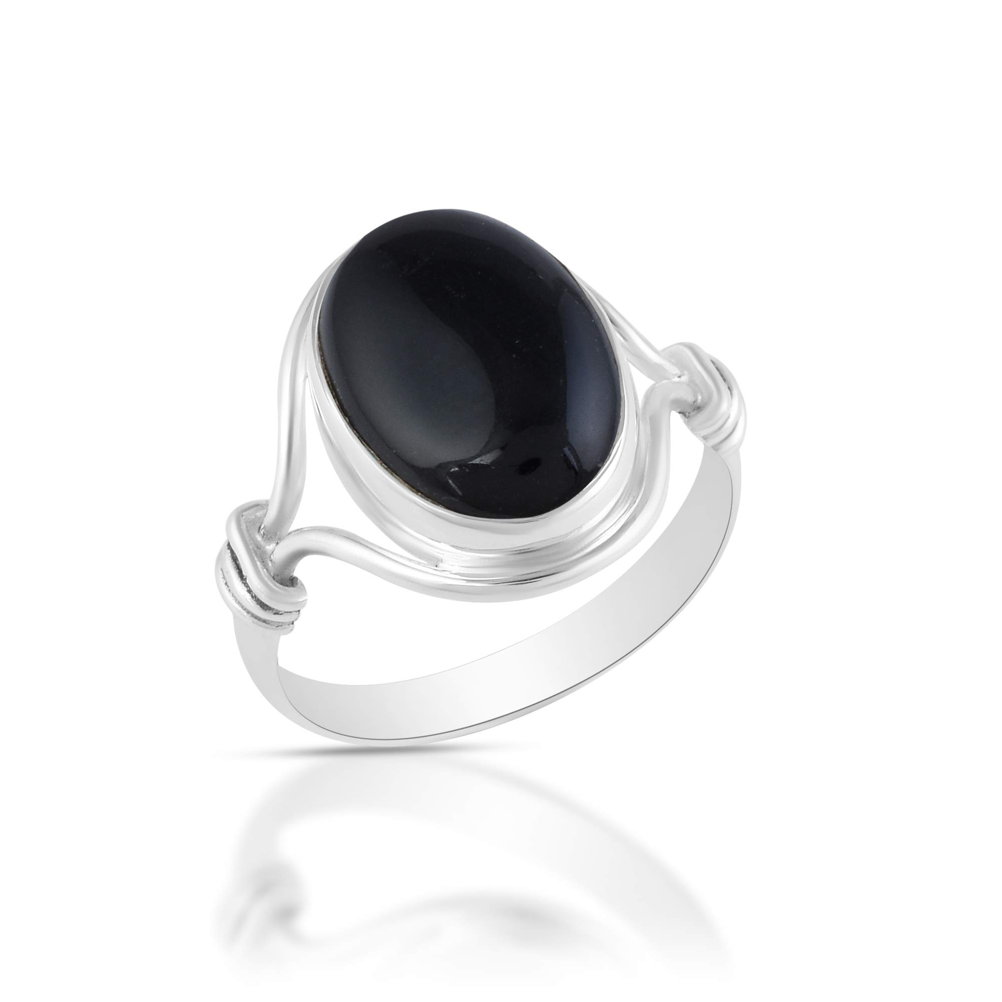 Simple Black Onyx Sterling Silver Ring – Shine Of Diamond 1 thumbnail image