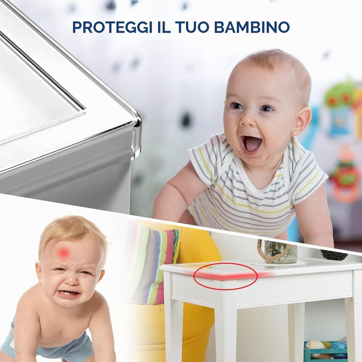 Vicloon Protezioni per Bordi, 2M Striscia Paraspigolo Spigolo Anti Collisione in Silicone Senza BPA, Trasparente e Extra Spesso Bordi Protezione, Paraspigoli Bambini per Tavoli, Armadi e Mobili