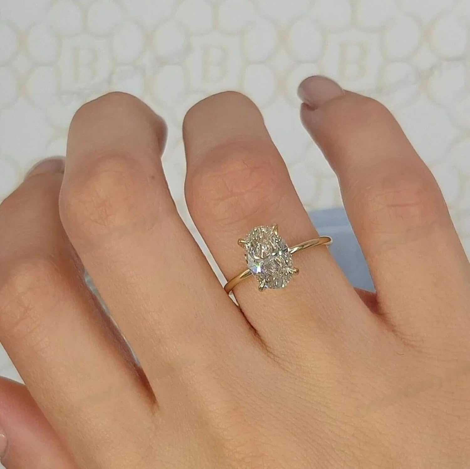 Oval Cut Moissanite Solitaire Engagement Ring 14K Yellow Gold Minimal Prong Set Promise Ring Women's Fine Jewelry Gift for Her