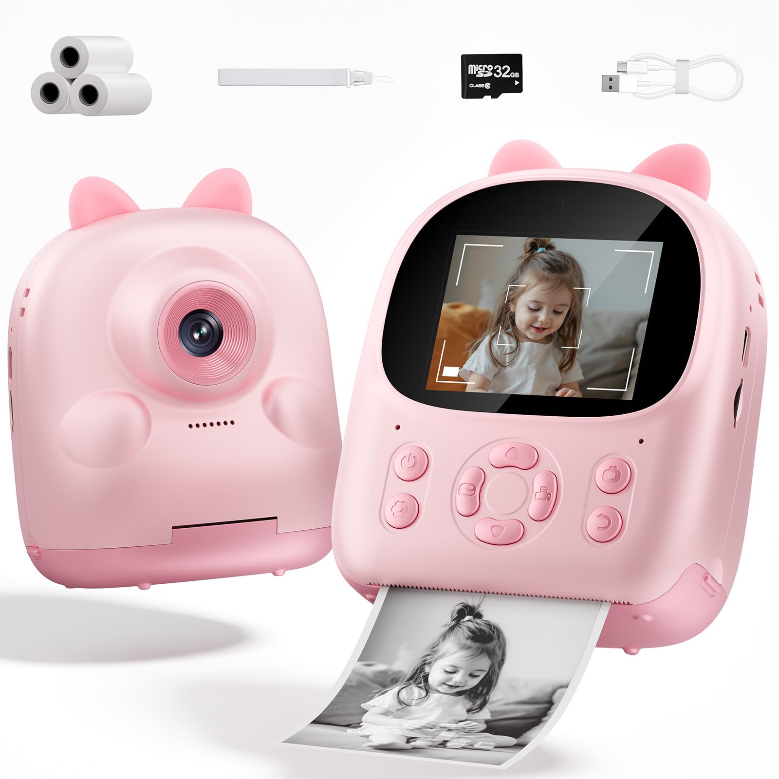 Instant Print Camera Gifts for Smart Kids, Kids Camera for 2026 Near Year Birthday Gifts for Girls Boys Age 1-17 years old, Digital Toddler Cameras