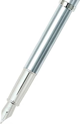 Miniatura 2 de Sheaffer Pluma estilográfica 100 cromo cepillado con borde cromado y punta mediana