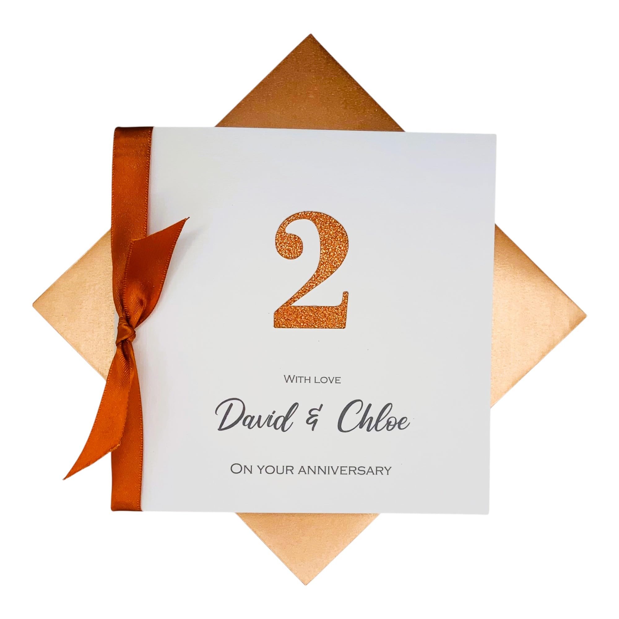 2nd Anniversary Card - Cotton 2 Year Second Wedding Anniversary Greeting Card, Personalised Gift for Wife Husband Couple Friends - 18 Colour Choice (Glitter Number) โ image 1