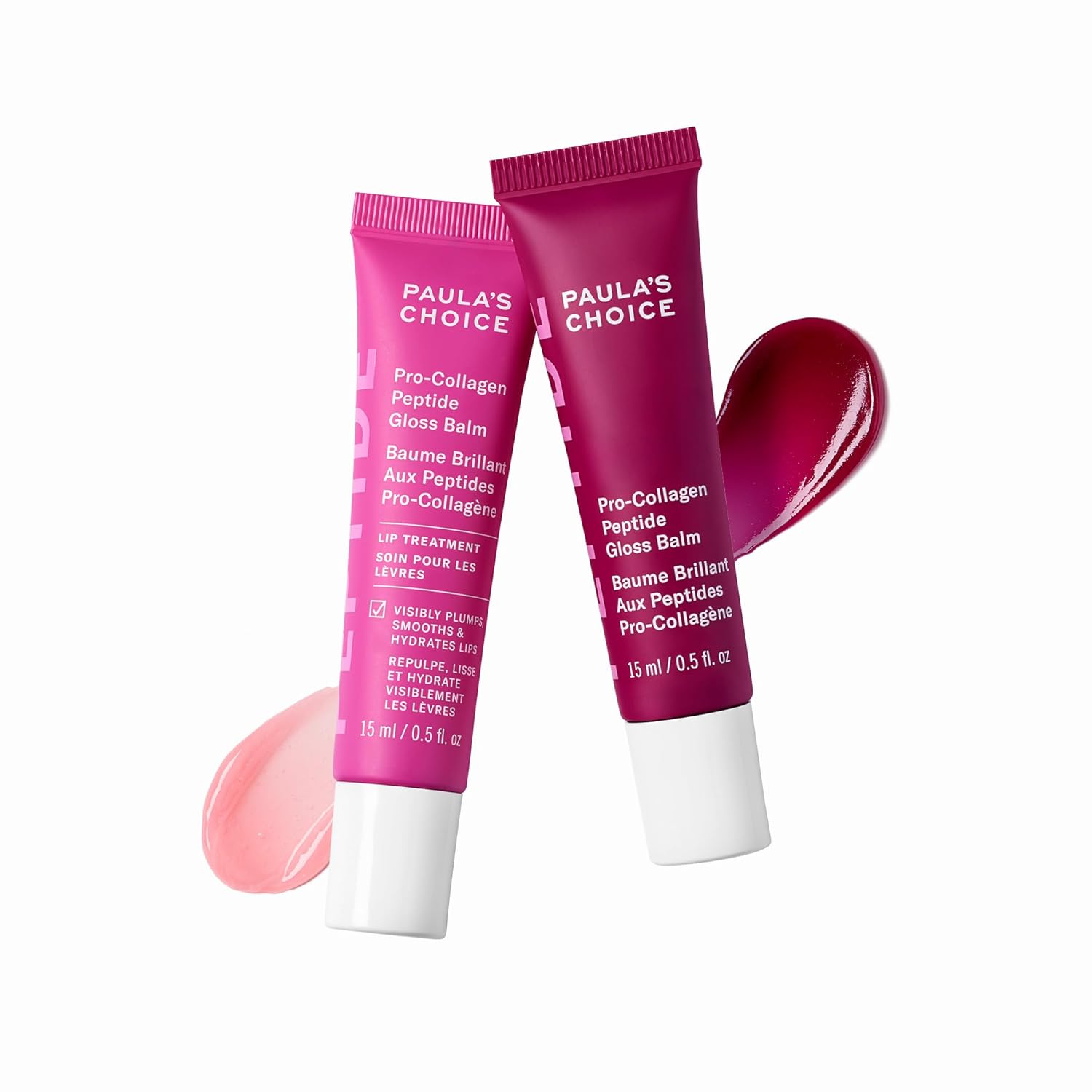 Paula’s Choice Peptide Plumping Gloss Balm Duo, Pro-Collagen Peptide Gloss Balm, One Clear & One Tinted, Plumps, Hydrates & Smooths Lips, Sheer & Glossy Finish for Fuller Lips, Cruelty-Free, Set of 2