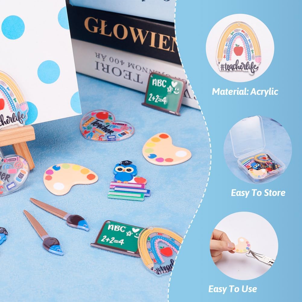 KISSITTY 12Pcs Study Theme Acrylic Charms Board Book Acrylic Pendants Back to School Pendants for DIY Teacher Necklace Earring Key Chain Jewelry Making - Image 4