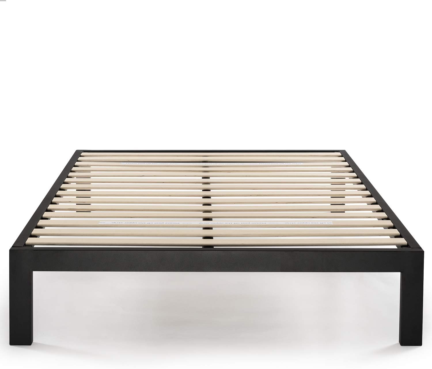 Mellow JustMallet Twin Bed Frame - 14 Inch Heavy Duty Steel Platform Beds w/Wood Slat Mattress Foundation (No Box Spring Needed), Black