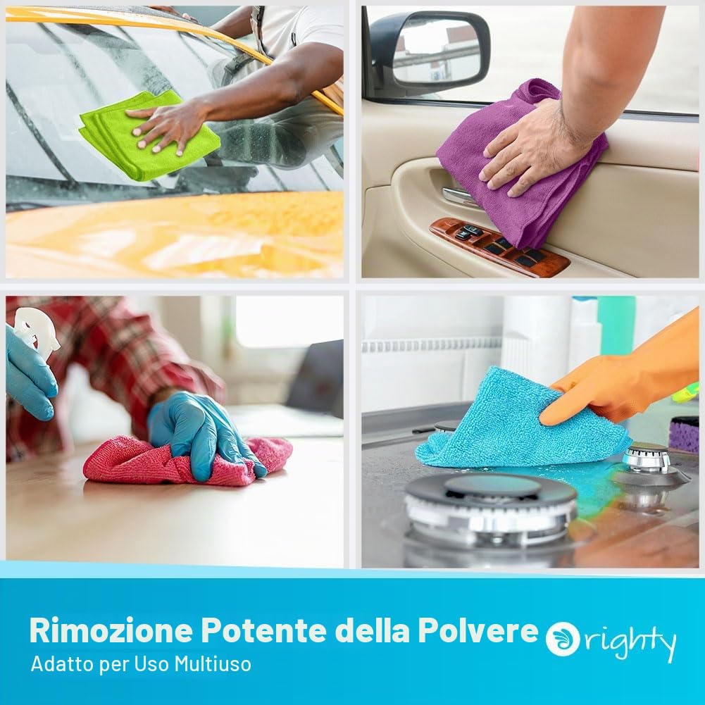 Orighty Panni per la pulizia in microfibra 120, assorbenti e privi di pelucchi, per una pulizia efficace della casa, della cucina e dell'auto (30,5 x 30,5 cm)