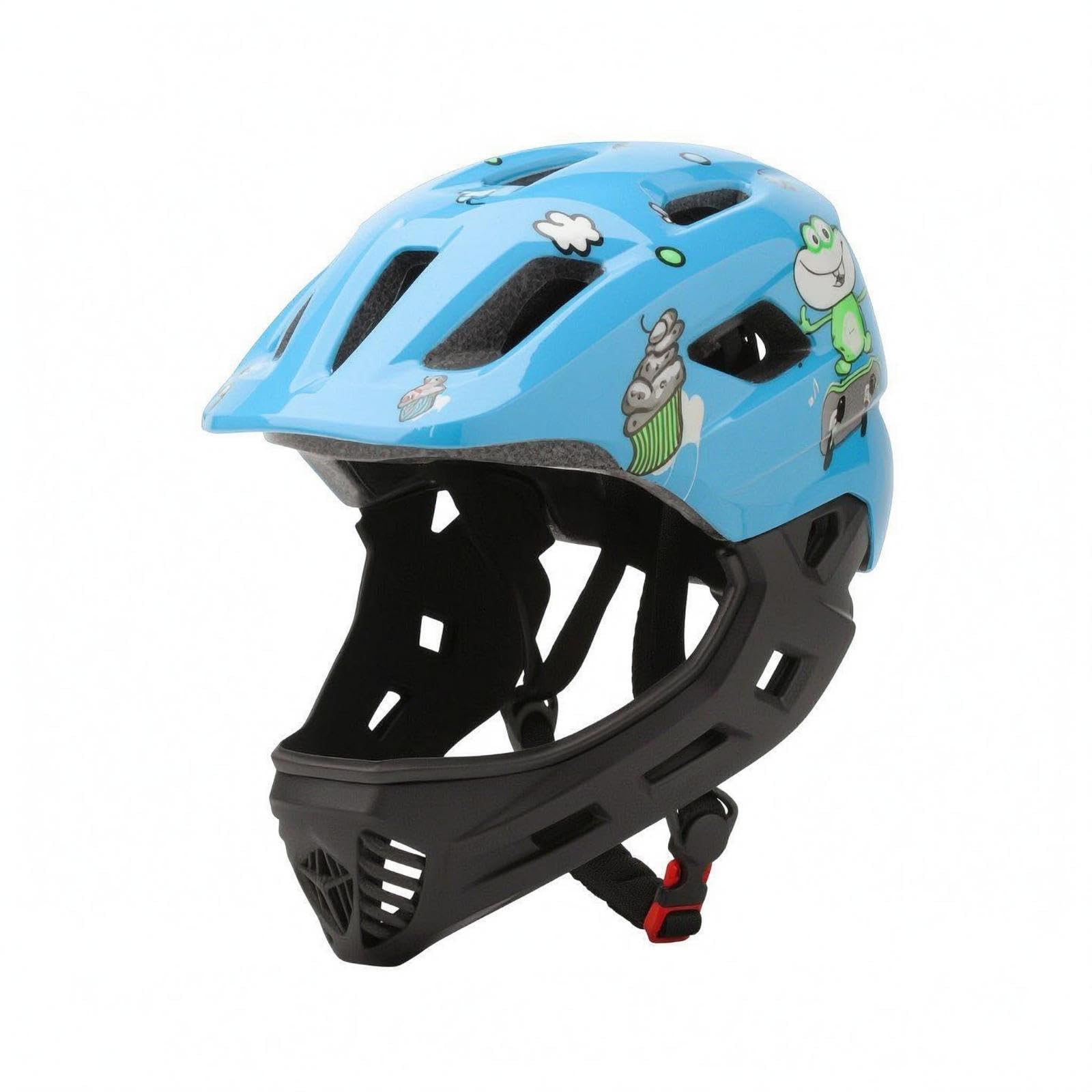 Detachable Children Helmet Impact-Absorbing Helmet with Chin Guard Hard Shell Child Gear for Bikes, Balance Bikes, Karting Blue Frog | Helmets | Helmets & Protective Gear | Cycling-image-5