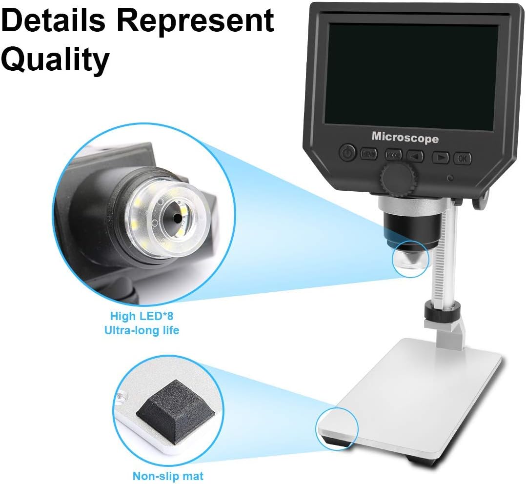 🔥 Crаzу Dеаlѕ 600X LCD Digital Microscope with 4.3 Screen Display and Metal Bracket, Cainda 3.6 MP HD Screen 720P Video Record Microscope Camera for Kids Boys Girls Students Adults Gift
