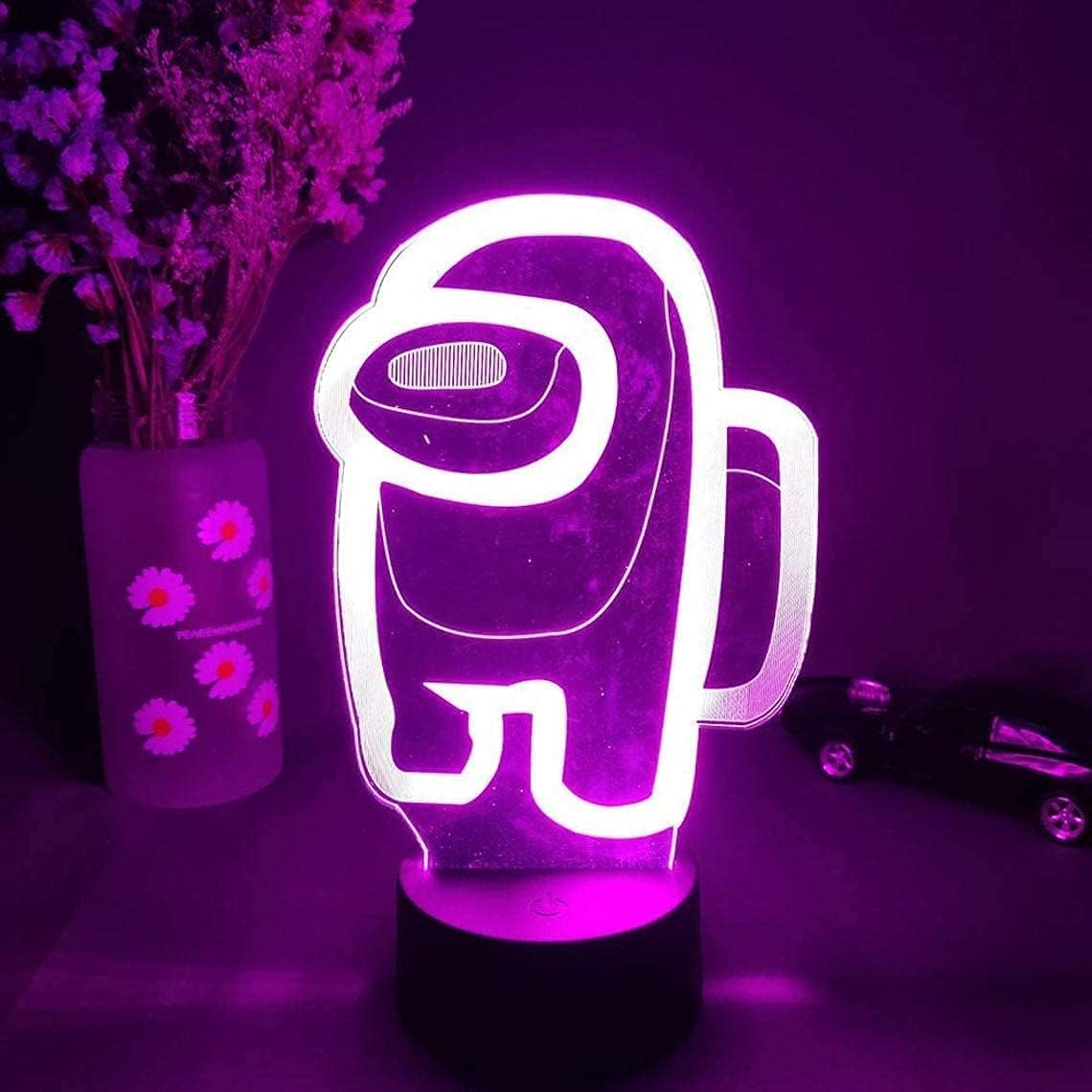 Among Night Light 3D Illusion Astronauts Games Character Table Lamp USB Powered 7 Colors LED Lights with Touch Switch for Kids Gifts Bedroom Decoration