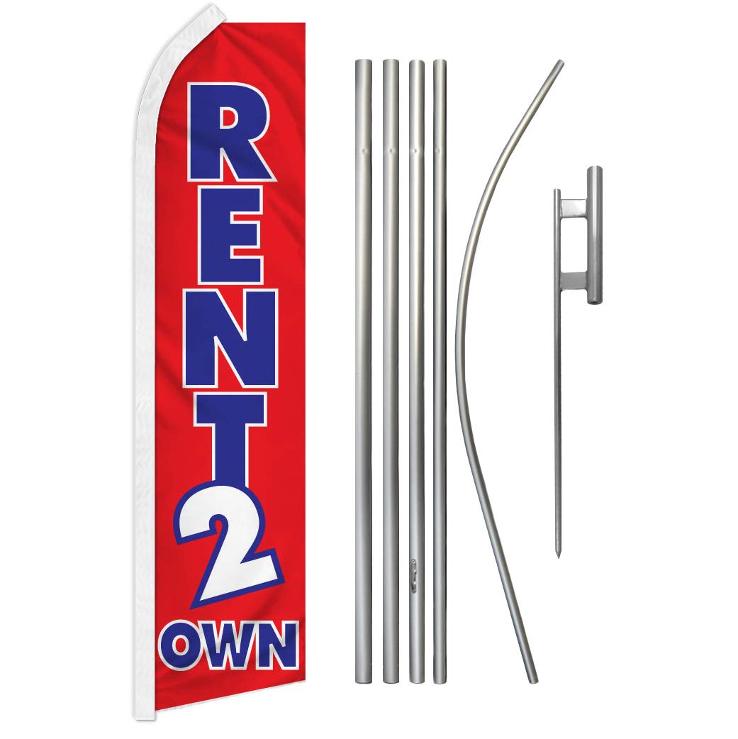 Infinity Republic - Rent 2 Own Banner Swooper Flag & Pole Kit - Perfect for Businesses, Furniture Stores, Dealerships, Car Lots, etc!