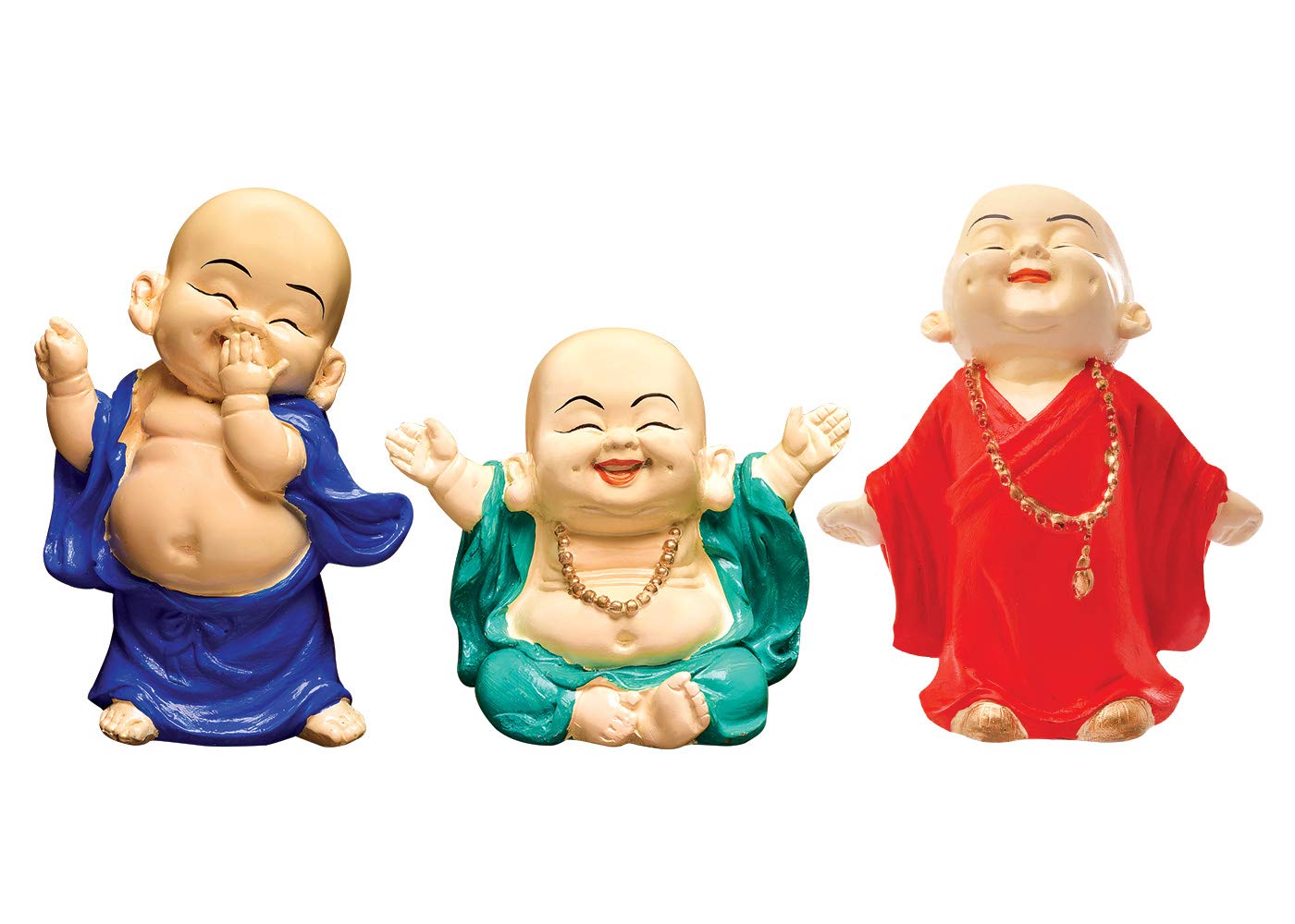 Laughing Buddha Figurines - Set of 3 -2 Laughing Buddha Figurines - Set of 3 -2