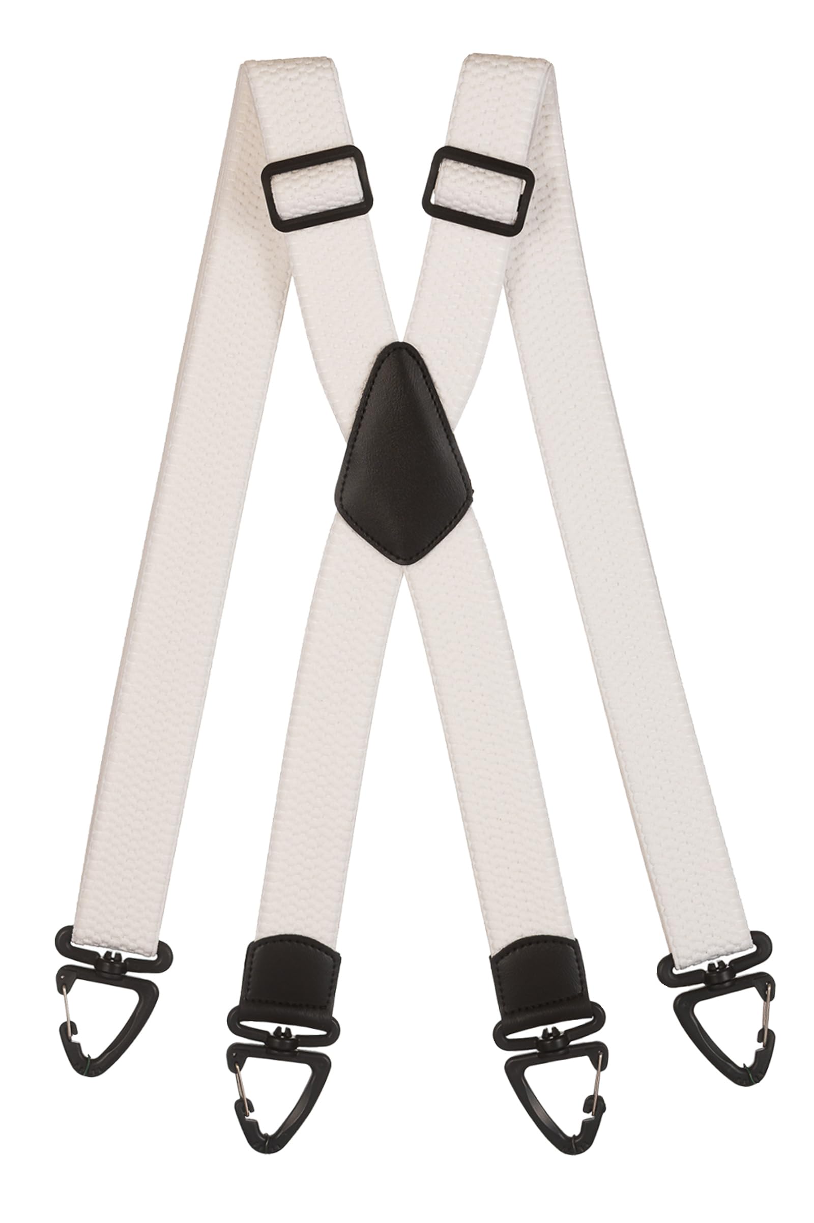 Olata Heavy Duty X-Shape Braces/Suspenders with Plastic Carabiner Clips - 4cm. White