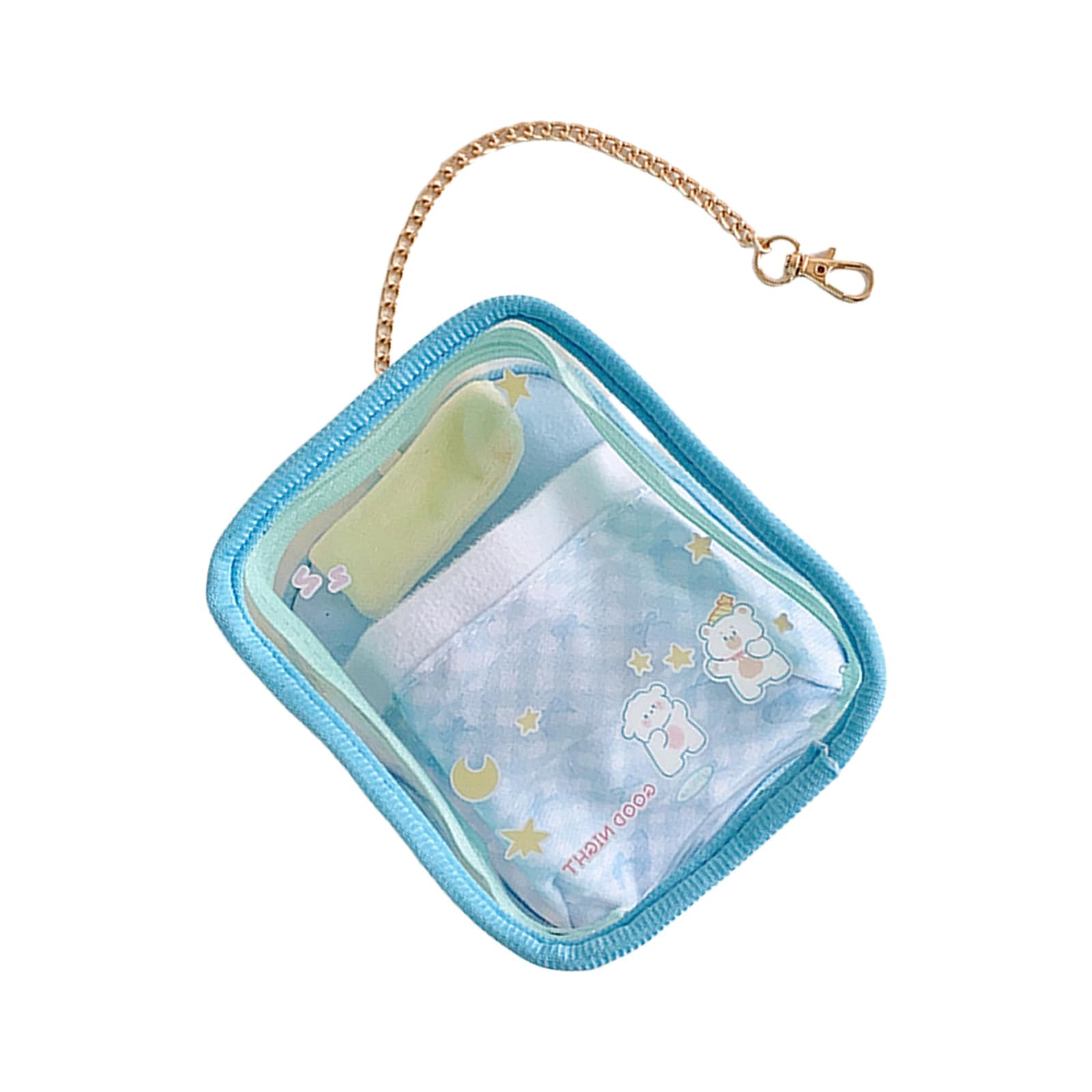 Jazuaiao Cartoon Printed PVC Clear Bag Multiple Pockets Lightweight Carryall Kids Activity Display Bag for Daily Essential Water Resistant Kids Activity Display