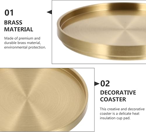Miniatura 6 de HEMOTON Posavasos de latón, posavasos para mesa de café para bebidas, vivos para bebidas calientes o frías, gruesos, antideslizantes,
