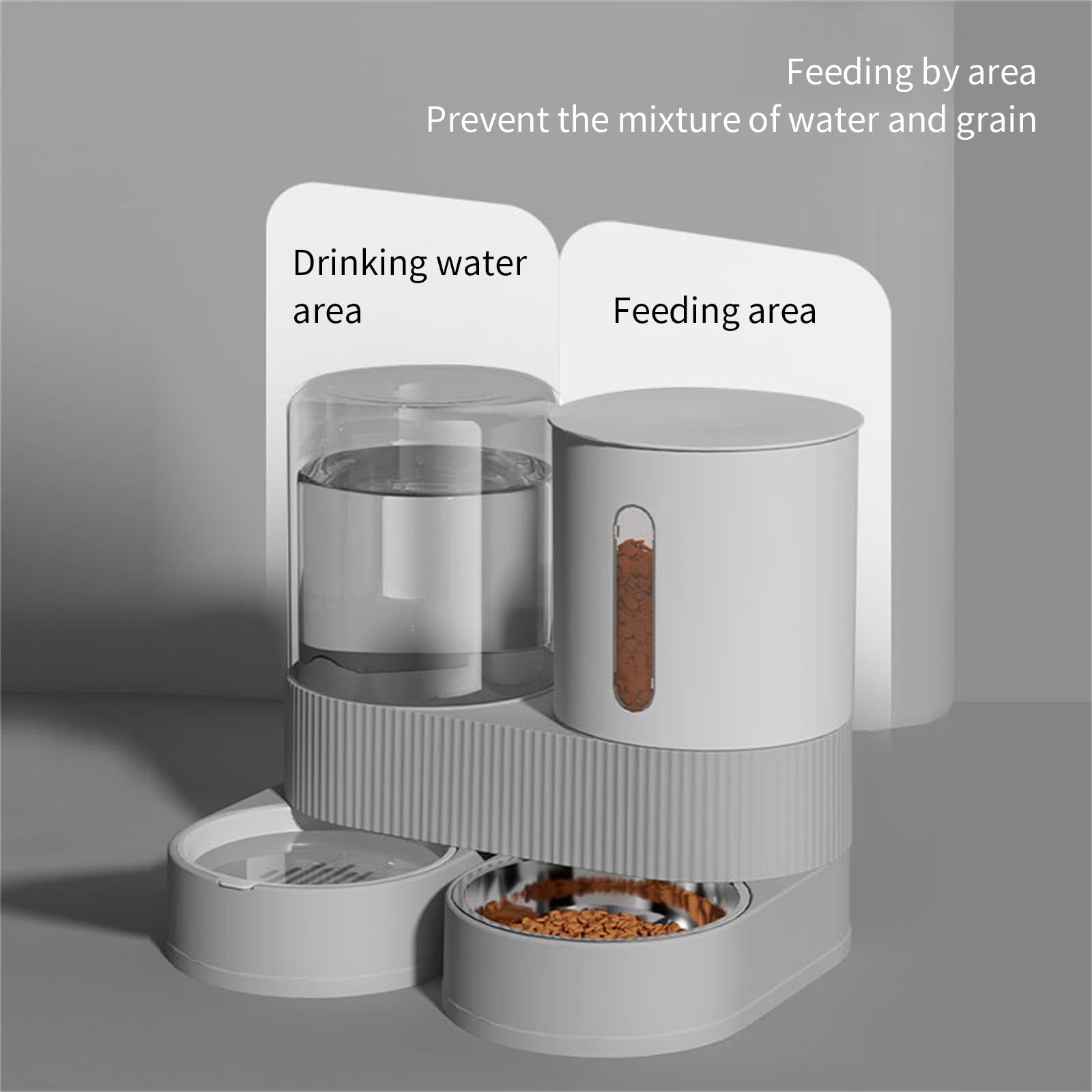 Juego de Cuenco de Agua y de Comida para Mascotas con Recarga automática con Bandeja extraíble de Acero Inoxidable Base antivuelco para Animales pequeños Cuenco de Acero Inoxidable con Agua y y