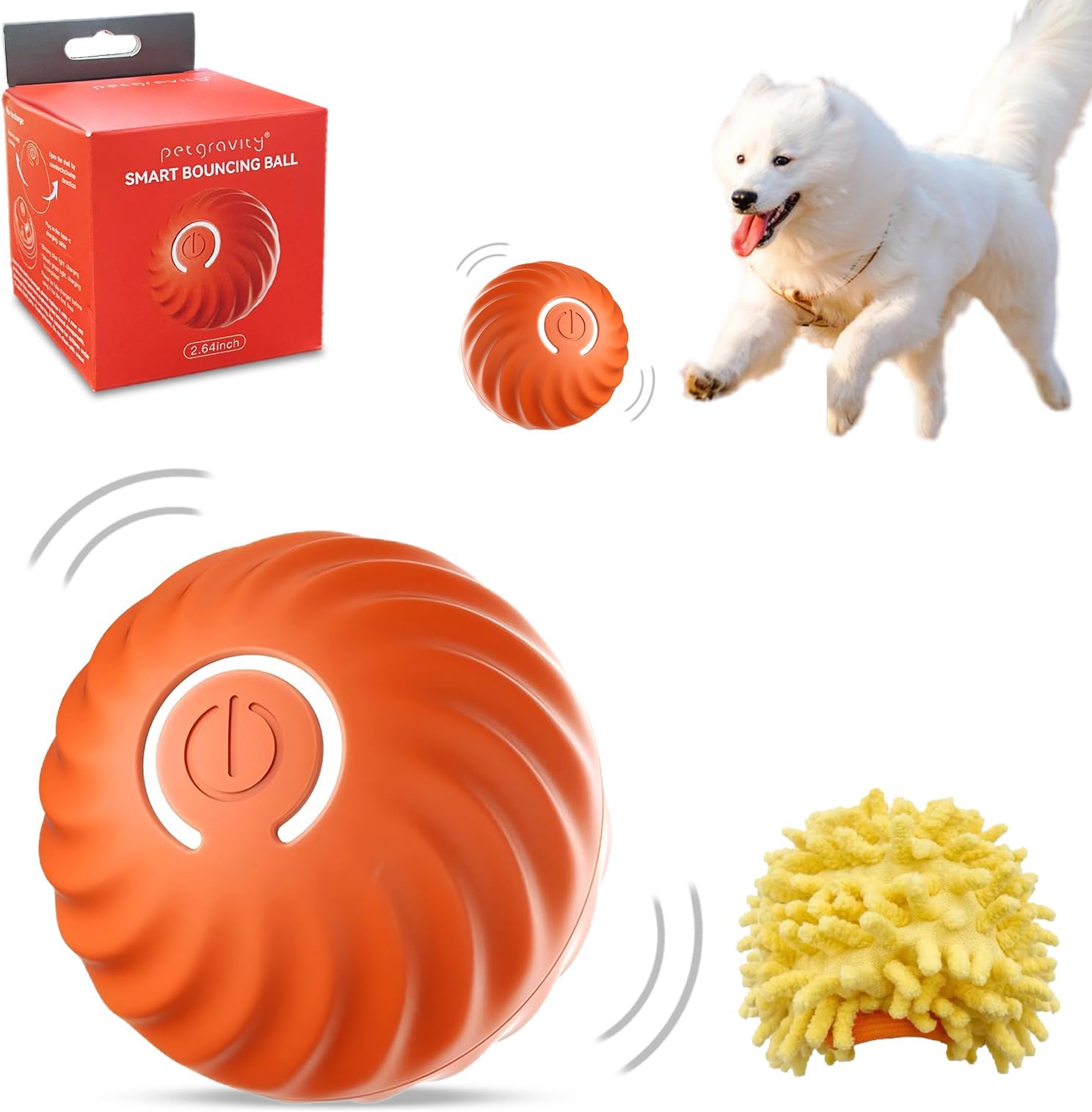 Interactive Dog Toys, Peppy Pet Wicked Ball Active Rolling Ball for Boredom Indoor Outdoor, Remote Control Self Moving Motion Activated Smart USB Rechargeable Spinning Dog Ball Toy