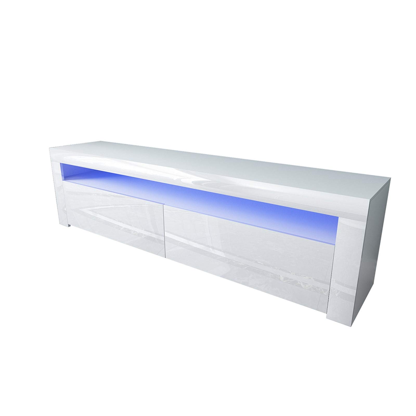 Modern White TV Stand with LED Lights, High Gloss TV Stand for 65 Inch