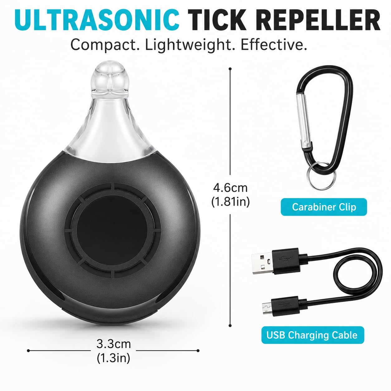 Lot de 3 répulsifs anti-tiques et puces à ultrasons pour chiens et chats