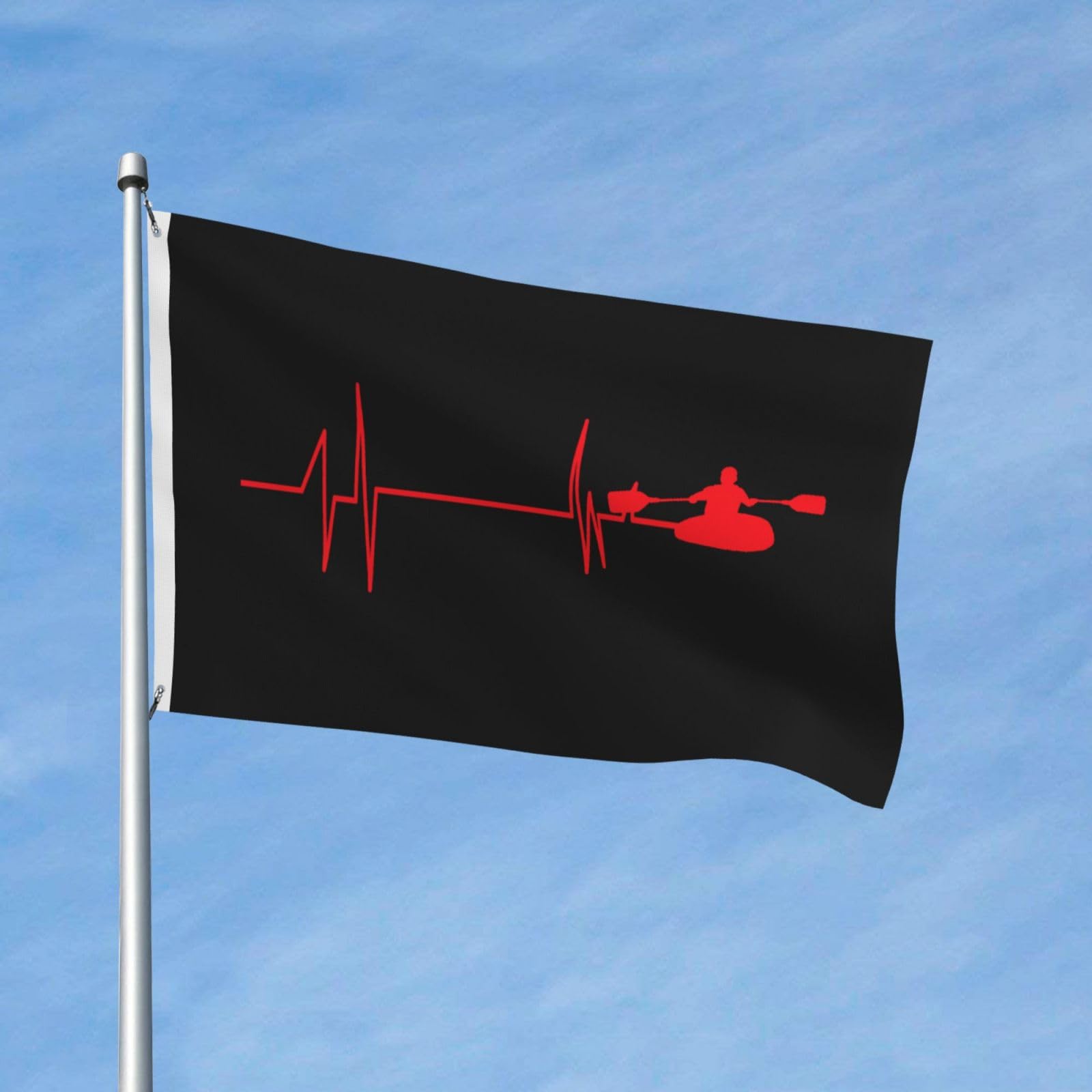 Rqwaaed Heartbeat Line Kayak With River Canoe Driving Durable Indoor-Outdoor Versatile Double-Sided 3x5ft Flags Fade-Resistant