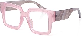 Onrtry Oversized Square Blue Light Glasses for Women Men Chunky Big Frame Computer Eye Glasses Non-Prescription Eyewear
