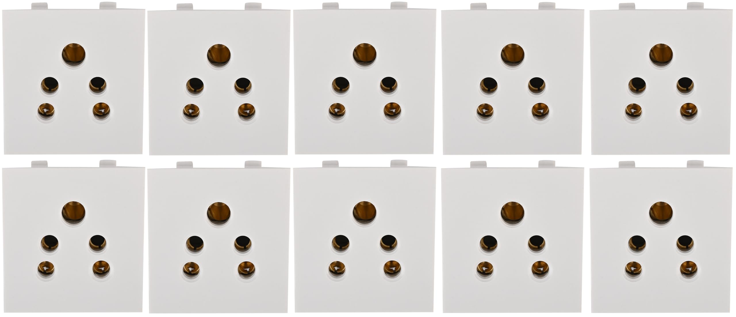 The Elite Electrotek Modular 5 Pin Universal Socket | 6A White | Compatible with Multi-Plug Connections | Electrical Switchboard Socket for Home, Office & Commercial Use (Pack of 10 Switch)