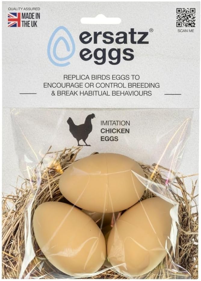 Realistic Fake Chicken/Poultry Eggs – Weighted Artifical Dummy Eggs for Nest Boxes – Encourages Laying & Prevents Egg Eating – Perfect for Chicken Coops (Pk of 3)