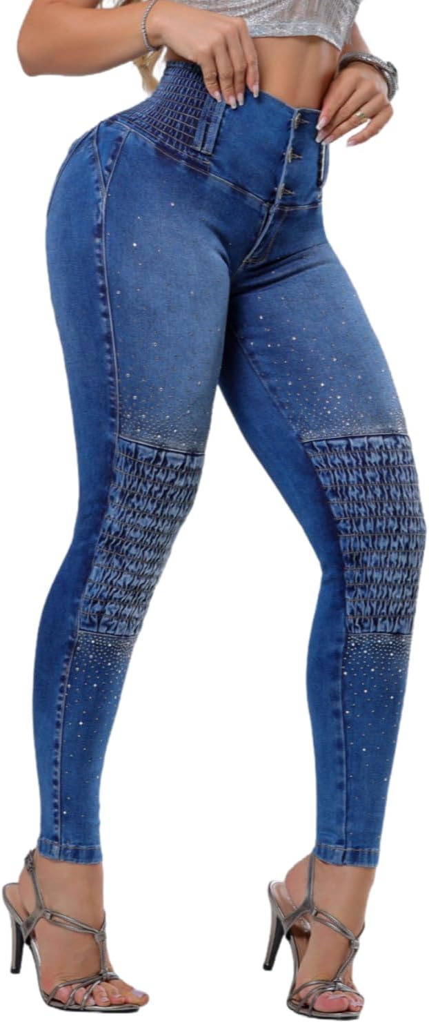 Rhero Women's Premium High Waist Compression Skinny Butt Lifting Jeans | Levanta Cola Jeans | Brazilian Butt Lift Jeans 57128