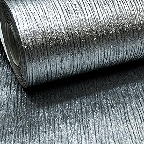 Plain Silver Charcoal Cassiel Textured Metallic Shimmer Wallpaper Free Match (Charcoal) Cover